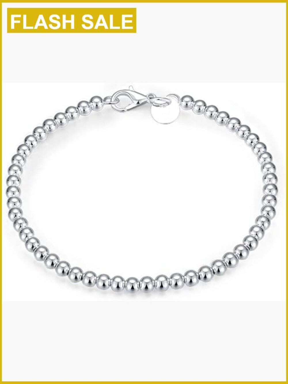 Sterling Silver 4mm Bead Ball Strand Bracelet - Handmade Chain Bracelet